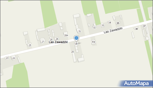 Las Zawadzki, Las Zawadzki, 30, mapa Las Zawadzki