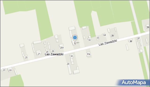 Las Zawadzki, Las Zawadzki, 31, mapa Las Zawadzki