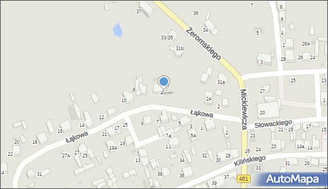 Łask, Łąkowa, 6, mapa Łask