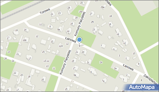 Łask, Łanowa, 4, mapa Łask