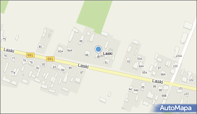 Laski, Laski, 90, mapa Laski