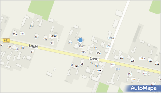 Laski, Laski, 94A, mapa Laski