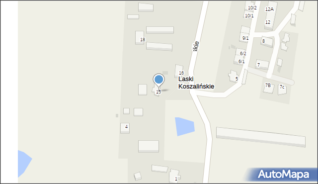 Laski Koszalińskie, Laski Koszalińskie, 15, mapa Laski Koszalińskie