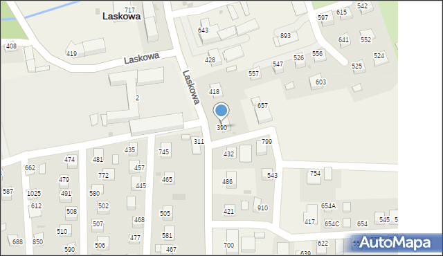 Laskowa, Laskowa, 390, mapa Laskowa
