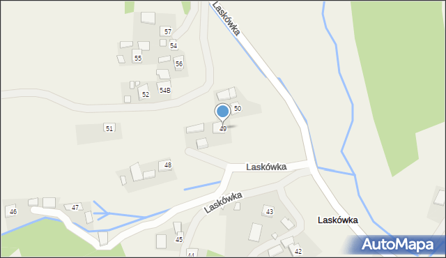 Laskówka, Laskówka, 49, mapa Laskówka