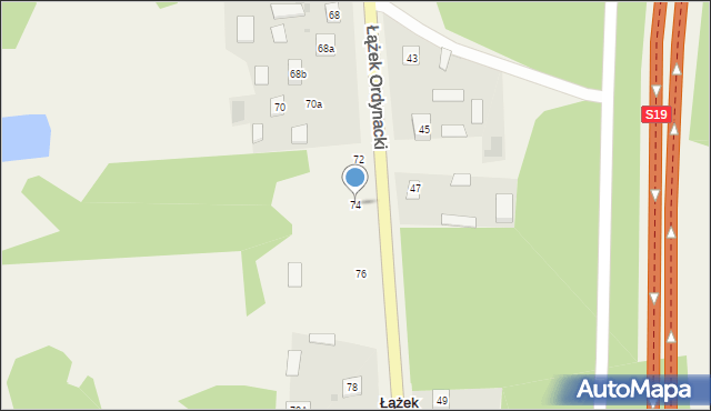 Łążek Ordynacki, Łążek Ordynacki, 74, mapa Łążek Ordynacki