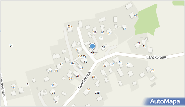 Łazy, Lanckorona, 55, mapa Łazy