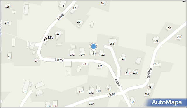 Łazy, Łazy, 187, mapa Łazy