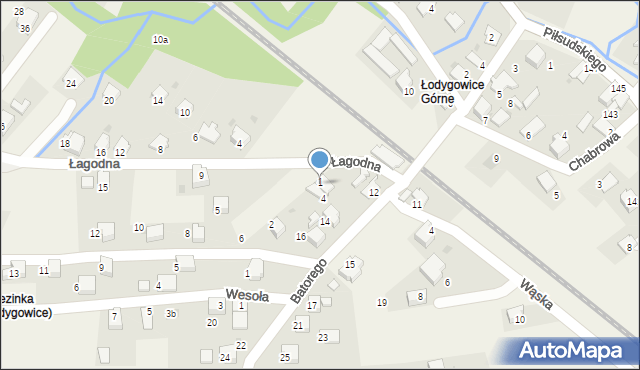 Łodygowice, Łagodna, 1, mapa Łodygowice