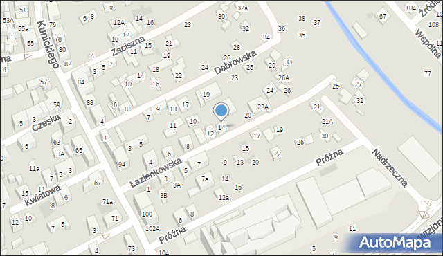 Lublin, Łazienkowska, 14, mapa Lublina