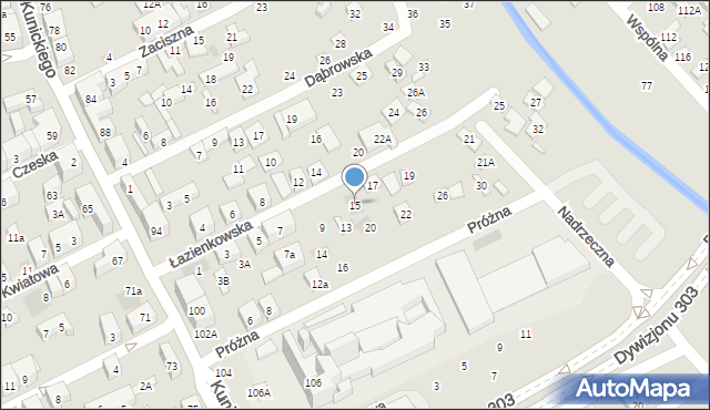 Lublin, Łazienkowska, 15, mapa Lublina