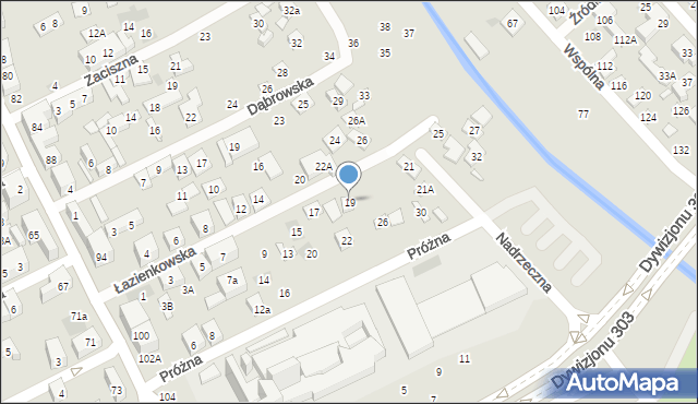 Lublin, Łazienkowska, 19, mapa Lublina