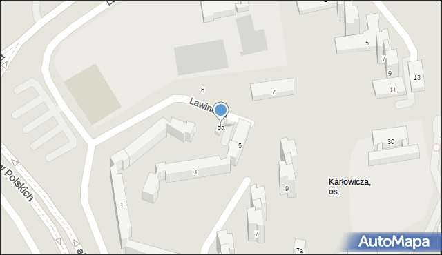 Lublin, Lawinowa, 5a, mapa Lublina