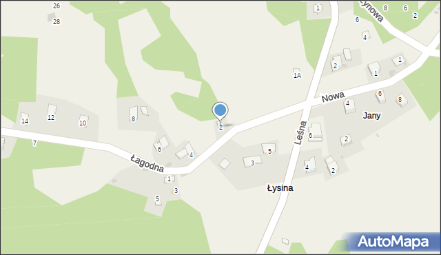 Łysina, Łagodna, 2, mapa Łysina