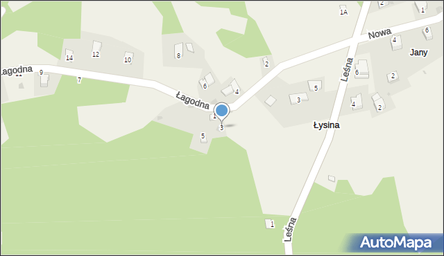 Łysina, Łagodna, 3, mapa Łysina