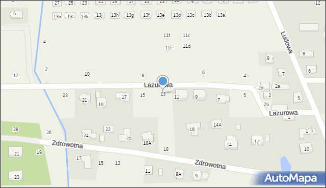 Marysin, Lazurowa, 13, mapa Marysin