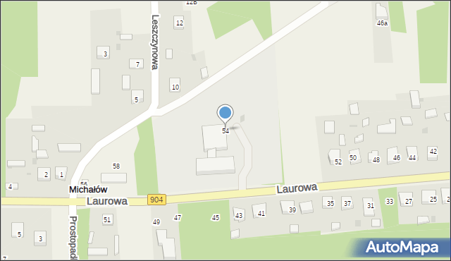 Michałów, Laurowa, 54, mapa Michałów