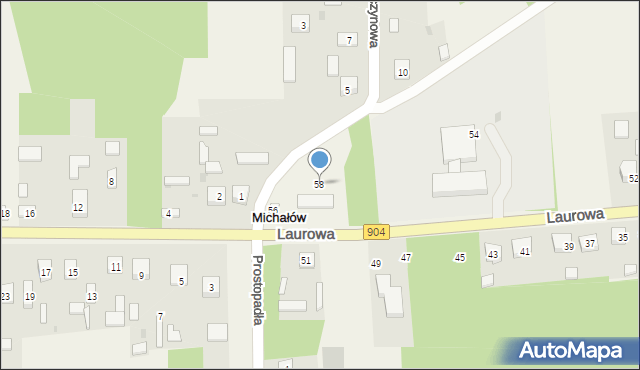 Michałów, Laurowa, 58, mapa Michałów