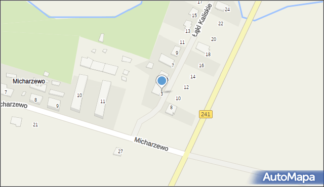 Micharzewo, Łąki Kaliskie, 3, mapa Micharzewo