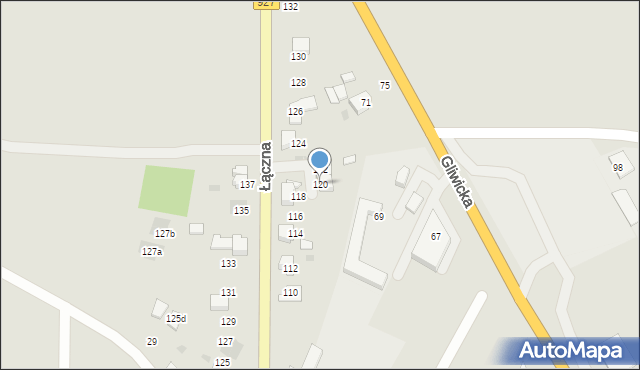 Mikołów, Łączna, 120, mapa Mikołów