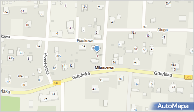 Mikoszewo, Łąkowa, 1, mapa Mikoszewo
