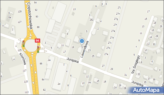Modlnica, Lawendowa, 1, mapa Modlnica