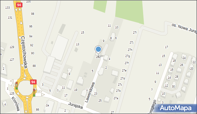 Modlnica, Lawendowa, 282, mapa Modlnica