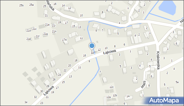 Modlniczka, Łąkowa, 14, mapa Modlniczka