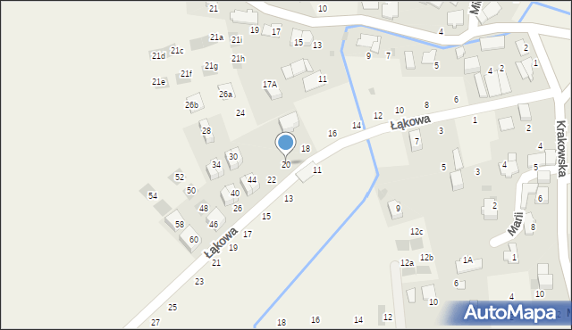 Modlniczka, Łąkowa, 20, mapa Modlniczka