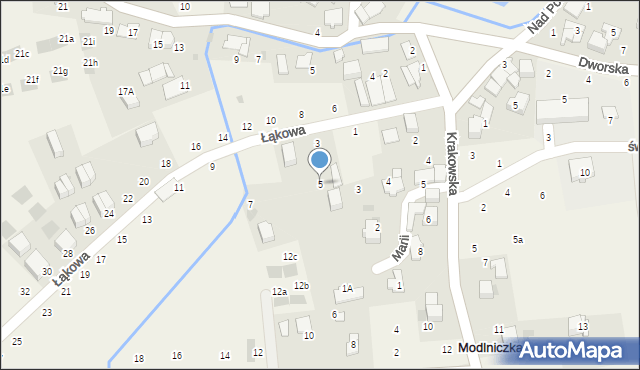 Modlniczka, Łąkowa, 5, mapa Modlniczka