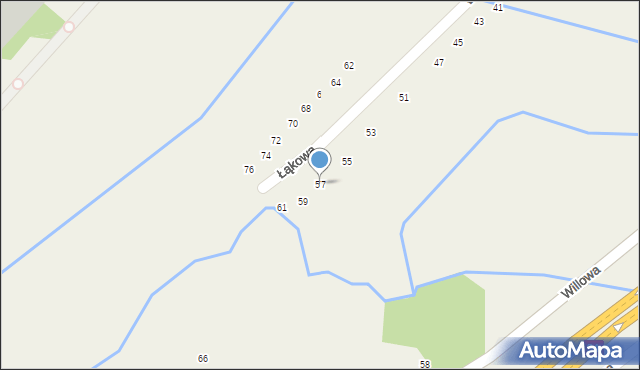 Modlniczka, Łąkowa, 57, mapa Modlniczka