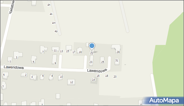 Nowe Bielice, Lawendowa, 21, mapa Nowe Bielice