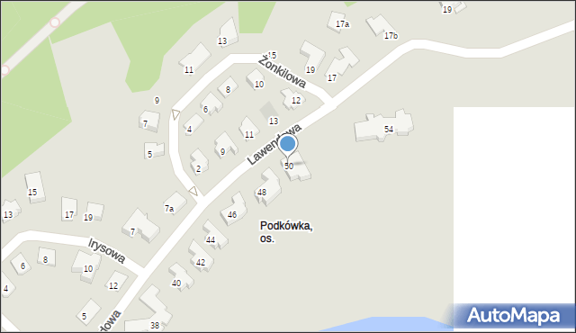 Olsztyn, Lawendowa, 50, mapa Olsztyna