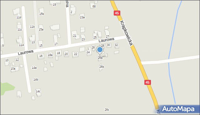 Opole, Laurowa, 26a, mapa Opola