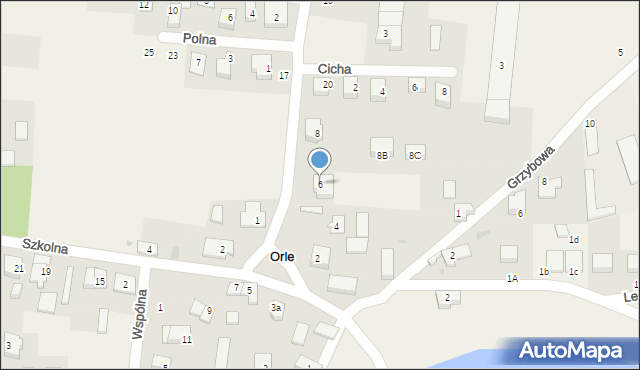 Orle, Łąkowa, 6, mapa Orle