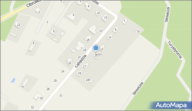 Osiek nad Wisłą, Łabędzia, 15, mapa Osiek nad Wisłą