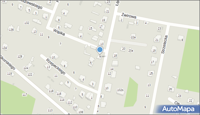 Ostrów Mazowiecka, Łączna, 7, mapa Ostrów Mazowiecka