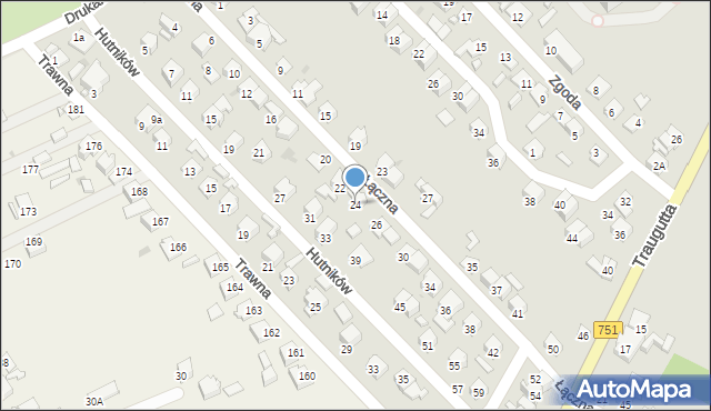 Ostrowiec Świętokrzyski, Łączna, 24, mapa Ostrowiec Świętokrzyski