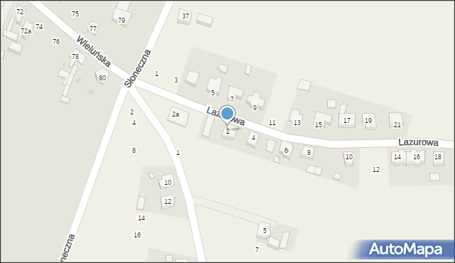 Ostrzeszów-Pustkowie, Lazurowa, 2, mapa Ostrzeszów-Pustkowie