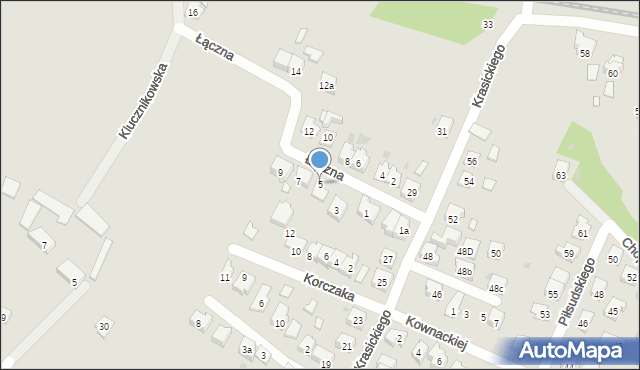 Oświęcim, Łączna, 5, mapa Oświęcimia