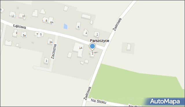 Parszczyce, Łąkowa, 1, mapa Parszczyce