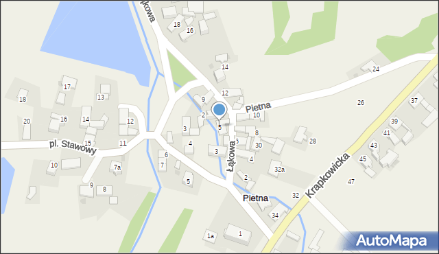 Pietna, Łąkowa, 5, mapa Pietna