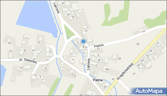 Pietna, Łąkowa, 7, mapa Pietna