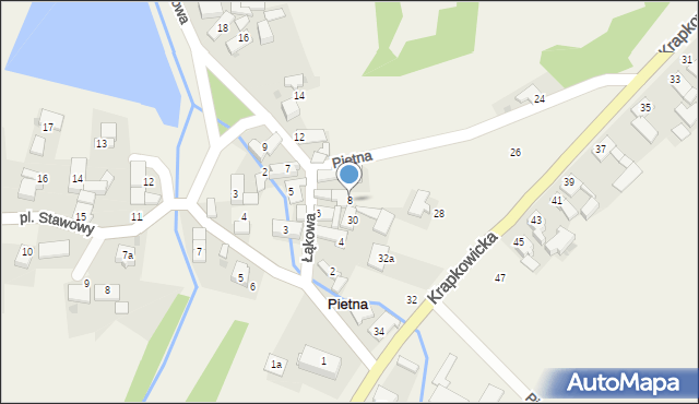 Pietna, Łąkowa, 8, mapa Pietna