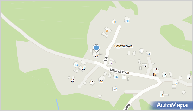 Piwniczna-Zdrój, Latawcowa, 25, mapa Piwniczna-Zdrój