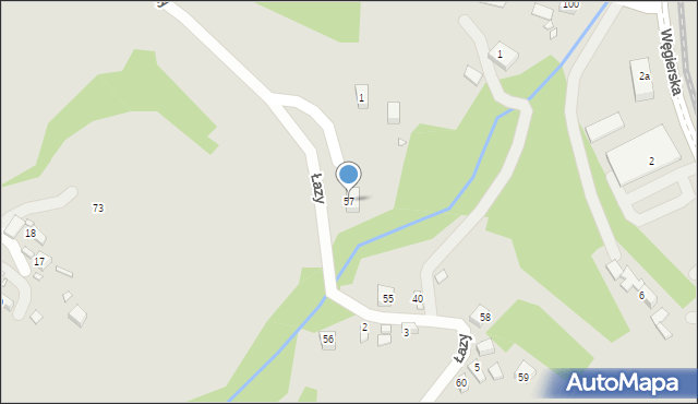 Piwniczna-Zdrój, Łazy, 57, mapa Piwniczna-Zdrój