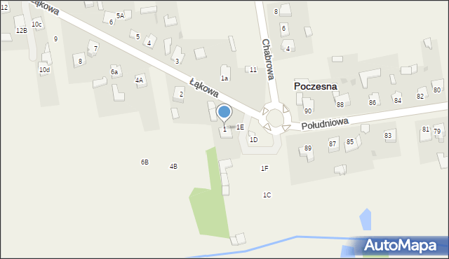 Poczesna, Łąkowa, 1, mapa Poczesna