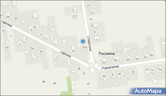 Poczesna, Łąkowa, 1B, mapa Poczesna