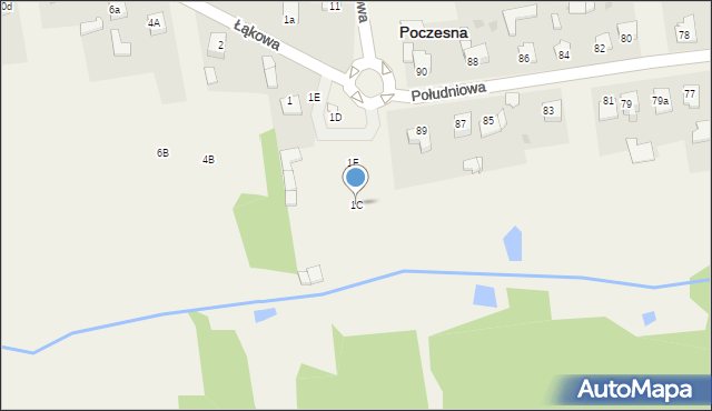 Poczesna, Łąkowa, 1C, mapa Poczesna
