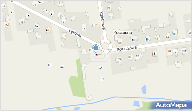 Poczesna, Łąkowa, 1D, mapa Poczesna